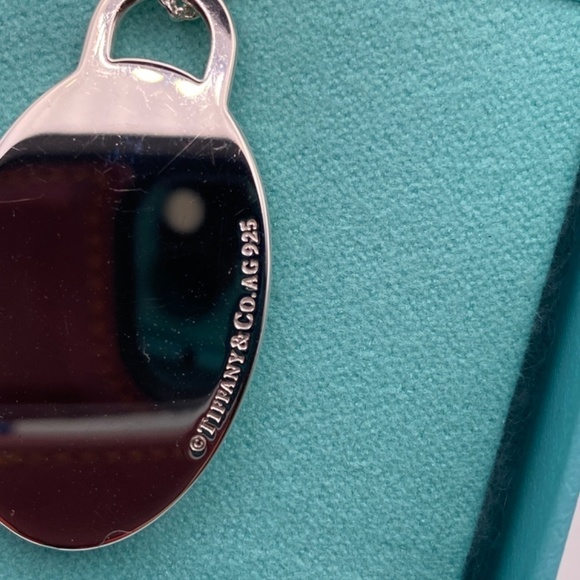 Tiffany & Co. Large Oval Splash Necklace Tiffany Blue Enamel Retired 28”-30” - Picture 4 of 6